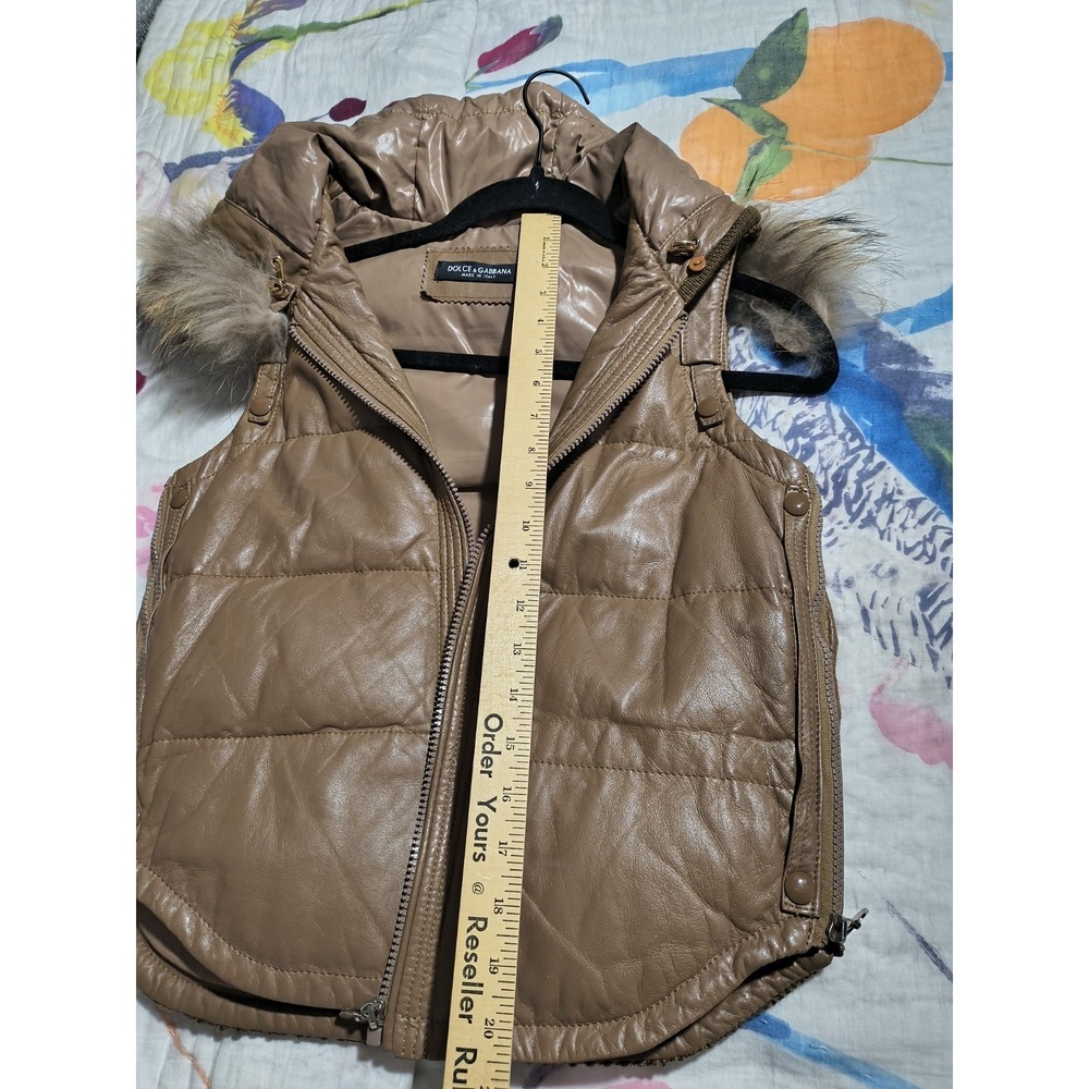 Dolce And Gabbana Down & Feather Filled Shearling Fur Puffy Vest - Picture 7 of 9